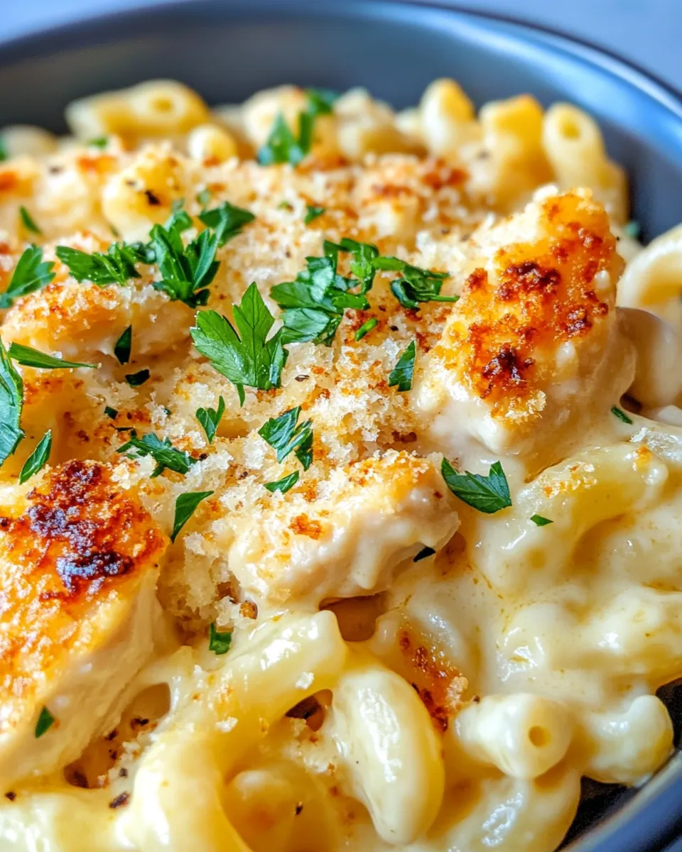 Easy Hot Honey Chicken Mac N Cheese food shot