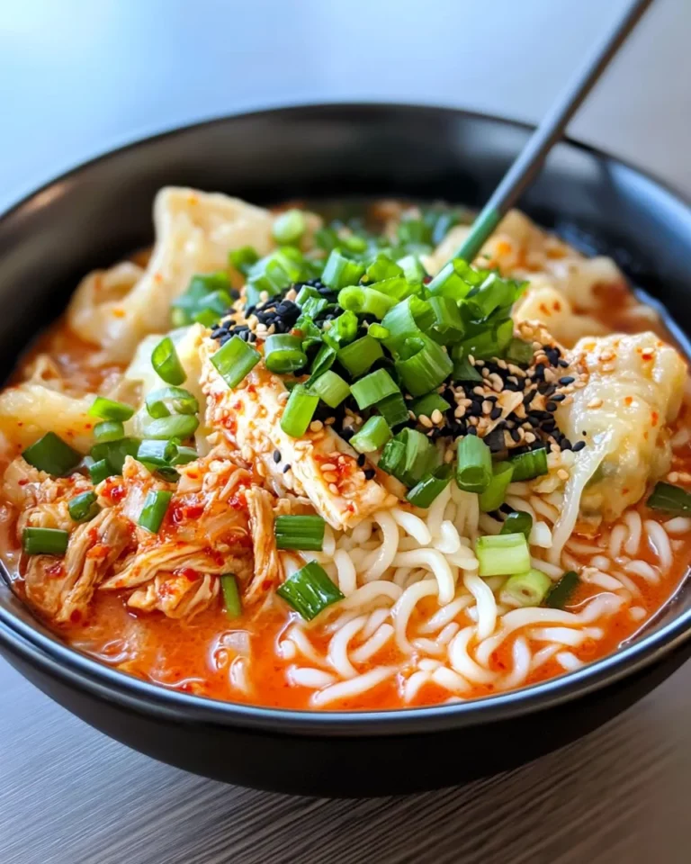 Homemade Kimchi and Dumpling Noodle Soup photo