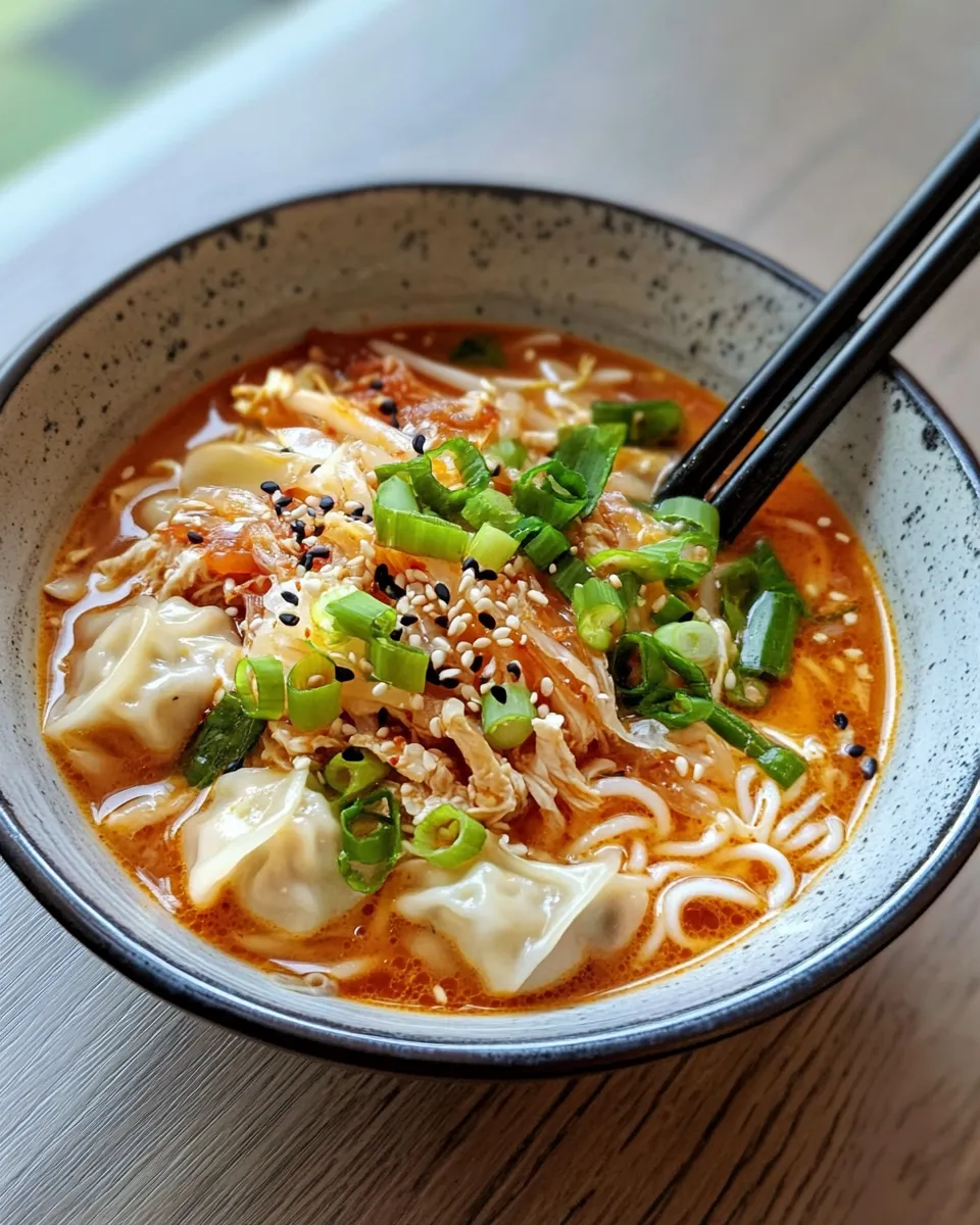 Easy Kimchi and Dumpling Noodle Soup recipe photo
