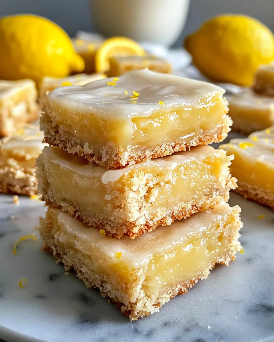 Easy Lemon Glaze Shortbread Bars food shot