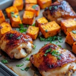Homemade Maple Glazed Chicken Thighs with Sweet Potatoes photo