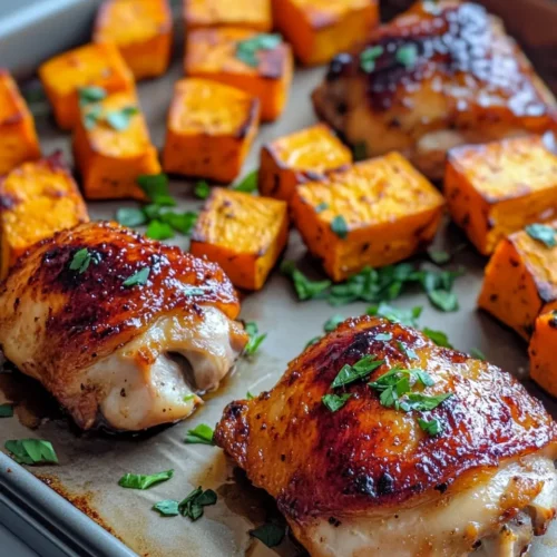 Homemade Maple Glazed Chicken Thighs with Sweet Potatoes photo