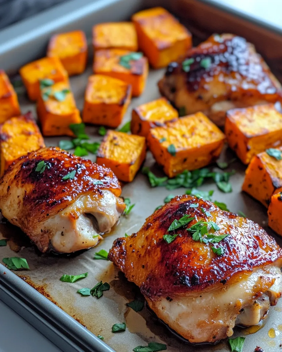 Homemade Maple Glazed Chicken Thighs with Sweet Potatoes photo
