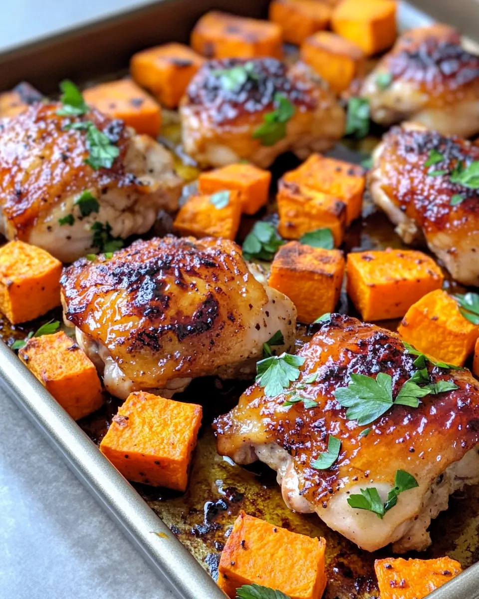 Classic Maple Glazed Chicken Thighs with Sweet Potatoes image