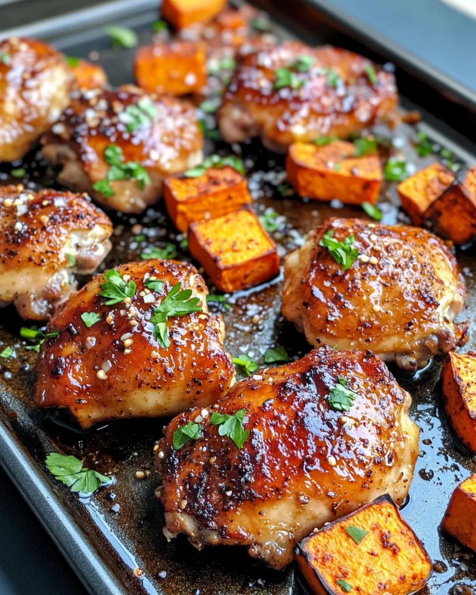 Easy Maple Glazed Chicken Thighs with Sweet Potatoes recipe photo