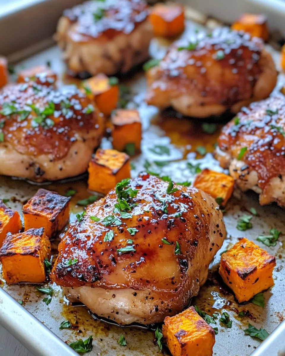 Delicious Maple Glazed Chicken Thighs with Sweet Potatoes dish photo