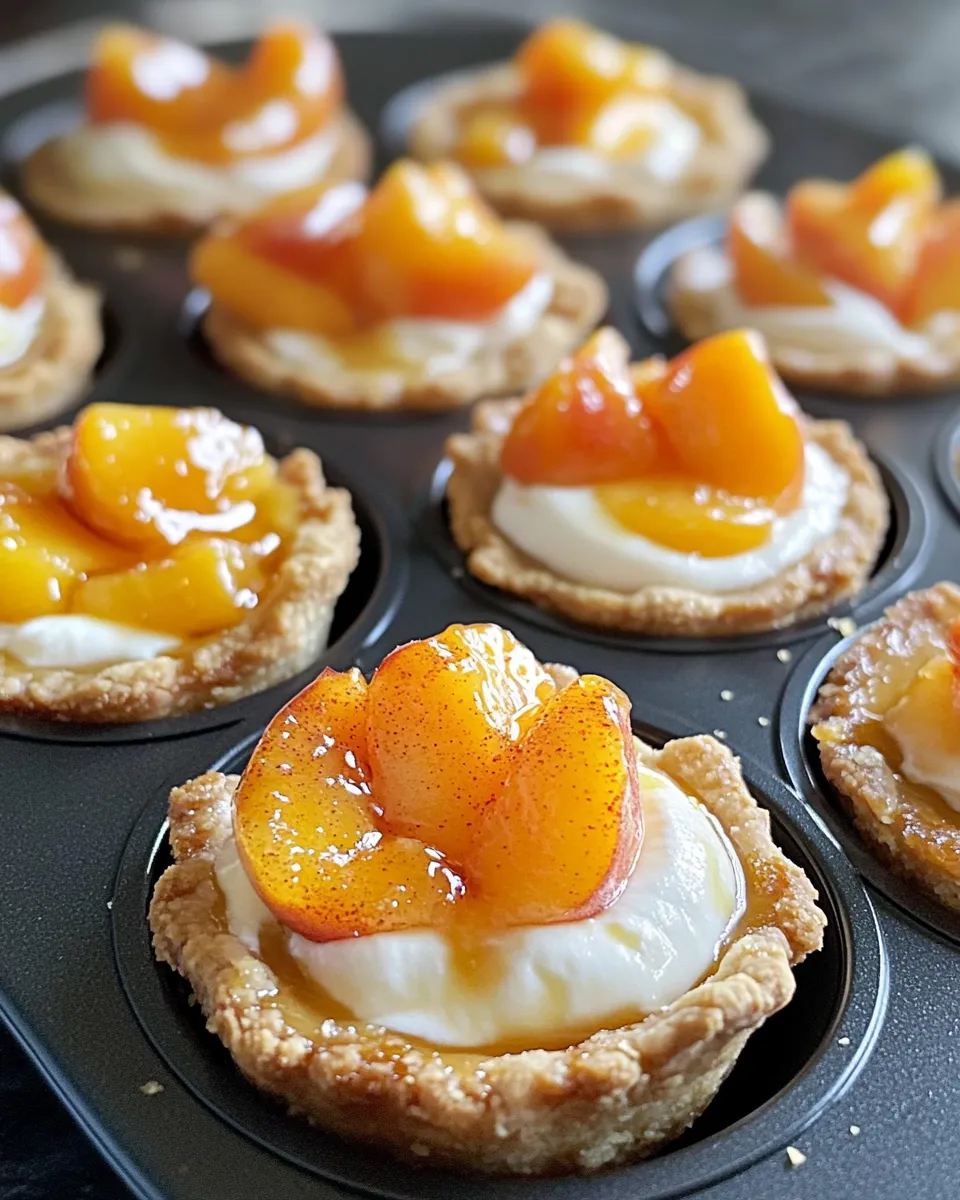 Delicious Mini Peach and Cream Cheese Tarts food shot