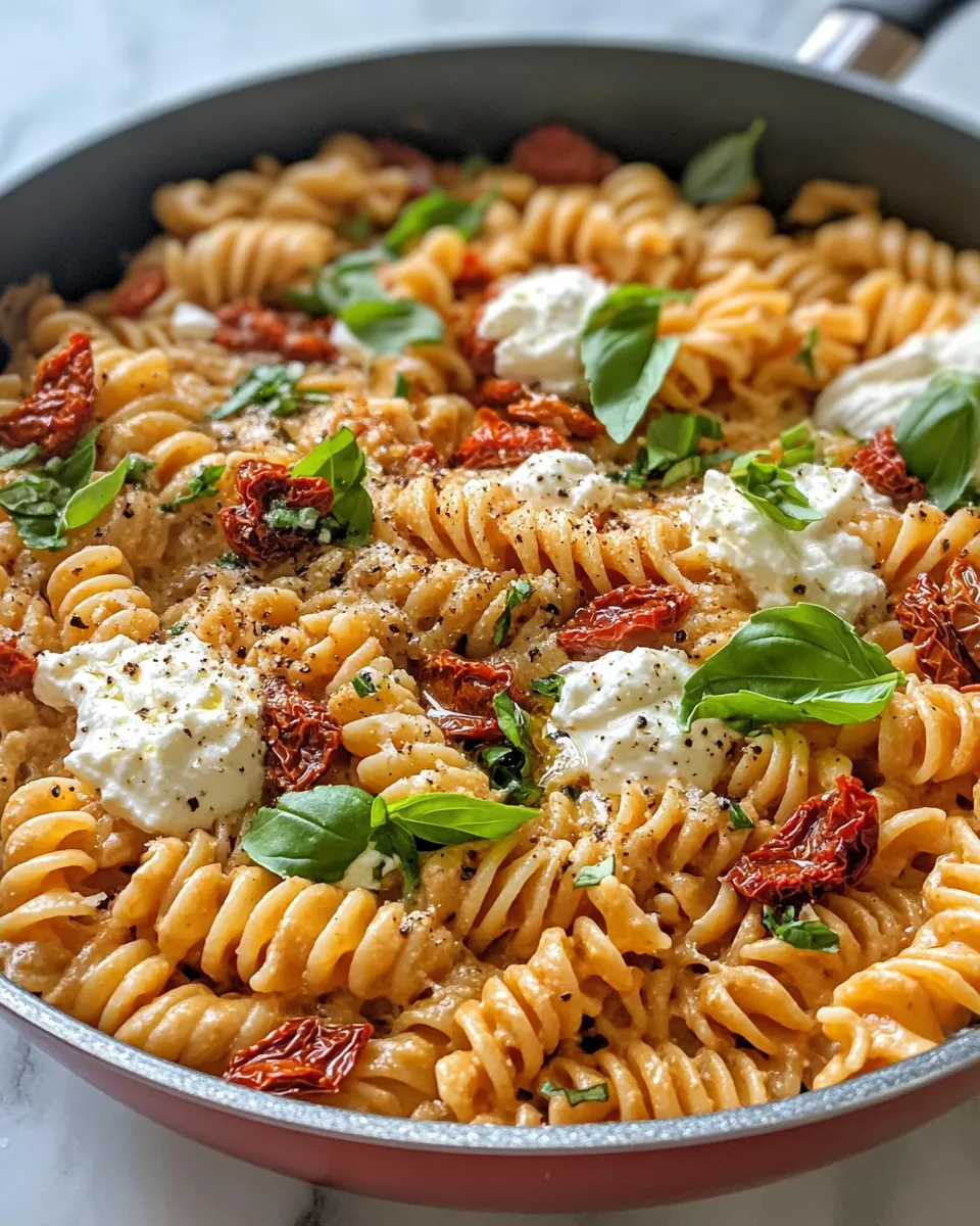 Homemade One Pot Sun-Dried Tomato Pasta with Whipped Ricotta photo