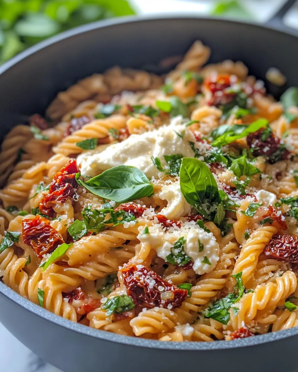 Classic One Pot Sun-Dried Tomato Pasta with Whipped Ricotta recipe image