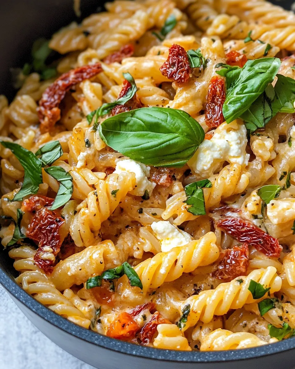 Easy One Pot Sun-Dried Tomato Pasta with Whipped Ricotta dish photo
