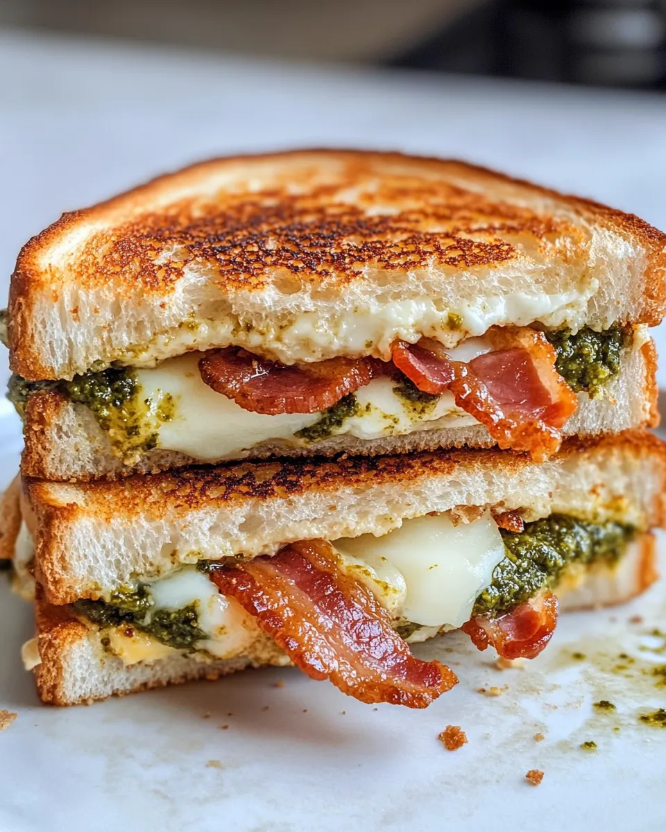 Delicious Pesto Grilled Cheese food shot