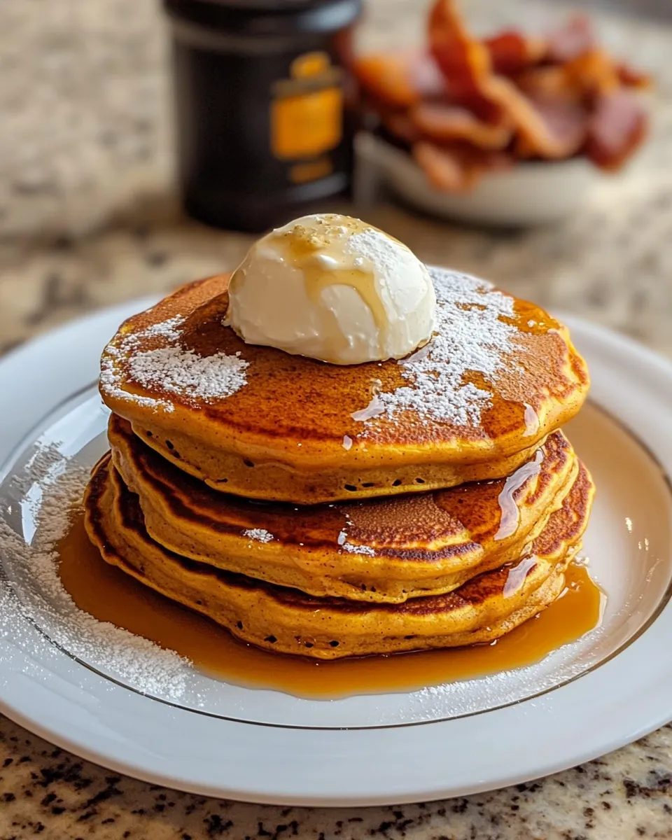 Delicious Pumpkin Pancakes food shot