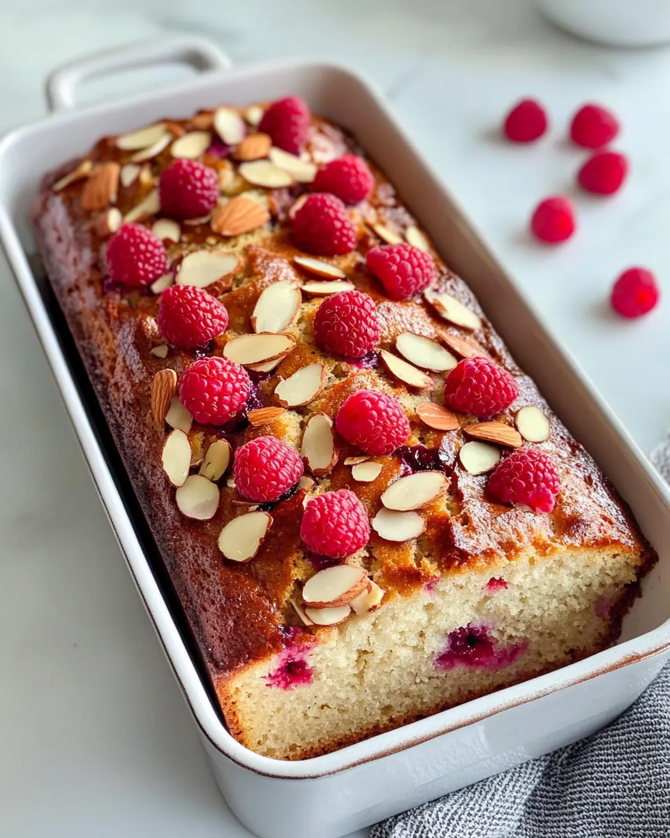 Delicious Raspberry Almond Sweet Bread food shot