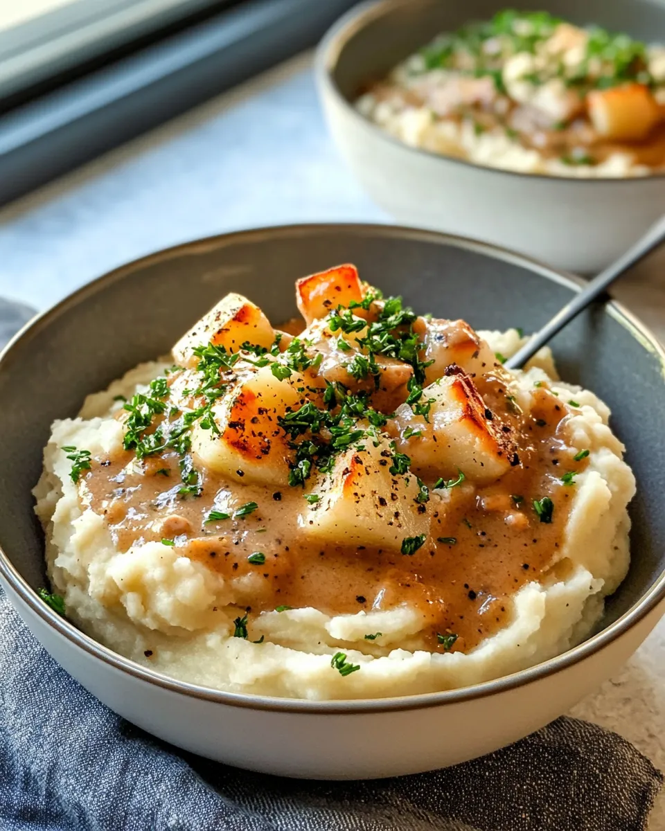 Classic Roasted Garlic Mashed Potato Bowls (with Turkey Gravy) dish photo