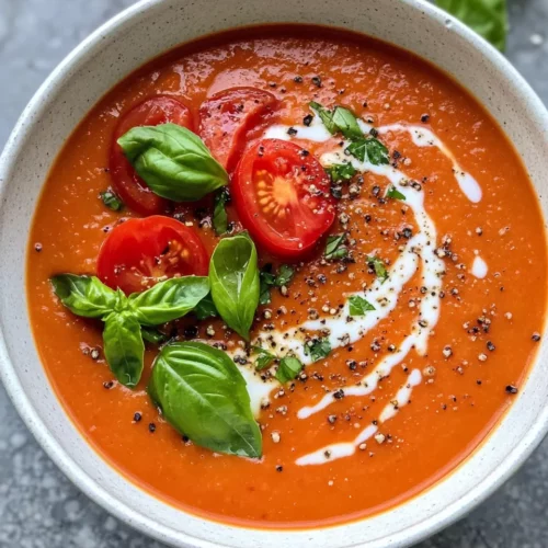 Homemade Roasted Tomato Basil Soup food shot