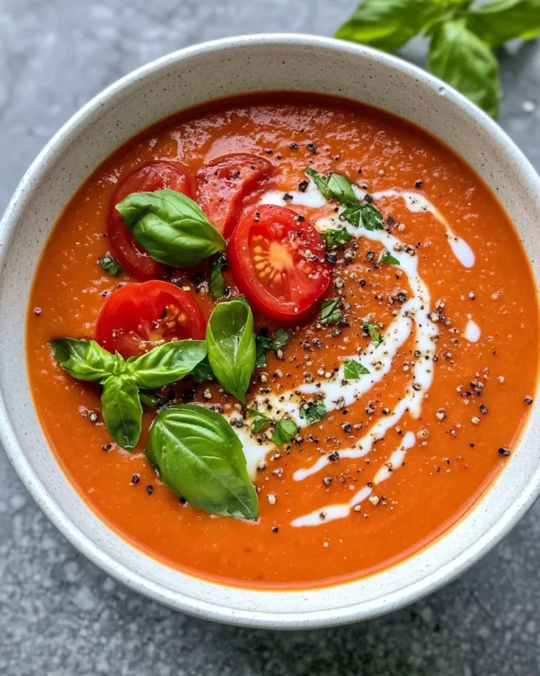 Homemade Roasted Tomato Basil Soup food shot