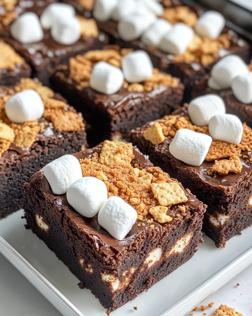 Delicious Sâ€™mores Fudge Brownies plate image