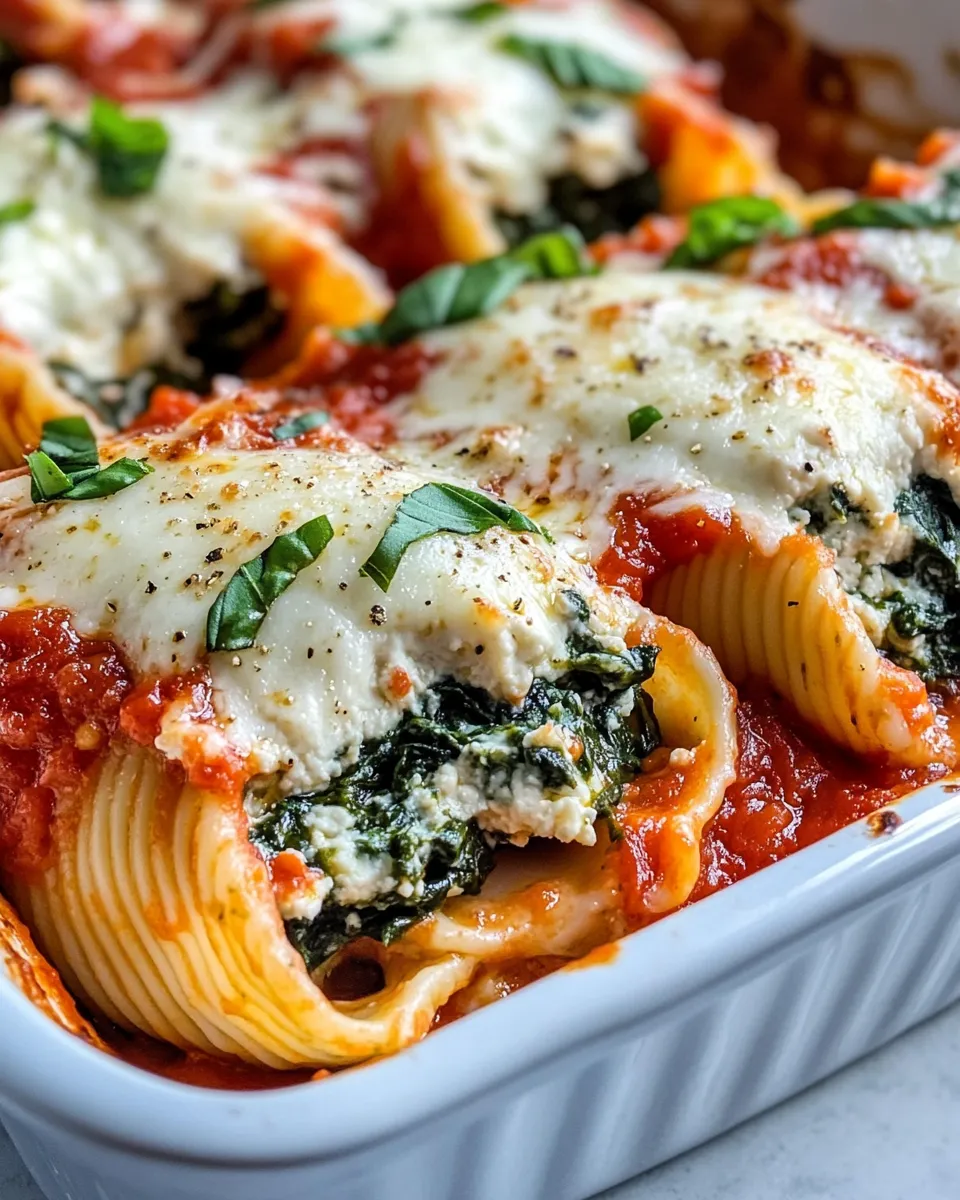 Easy Spinach and Ricotta Stuffed Shells food shot