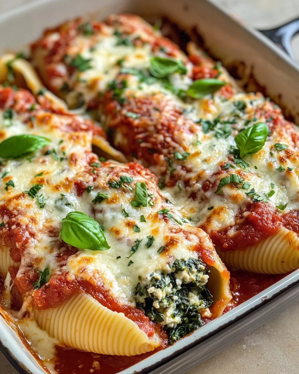 Delicious Spinach and Ricotta Stuffed Shells plate image