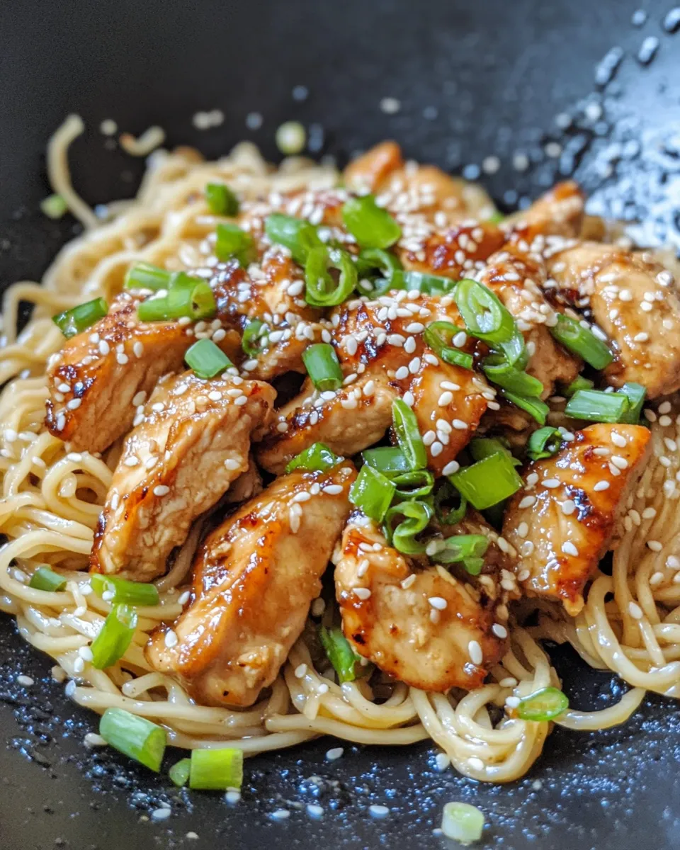 Homemade Sticky Garlic Chicken Noodles photo