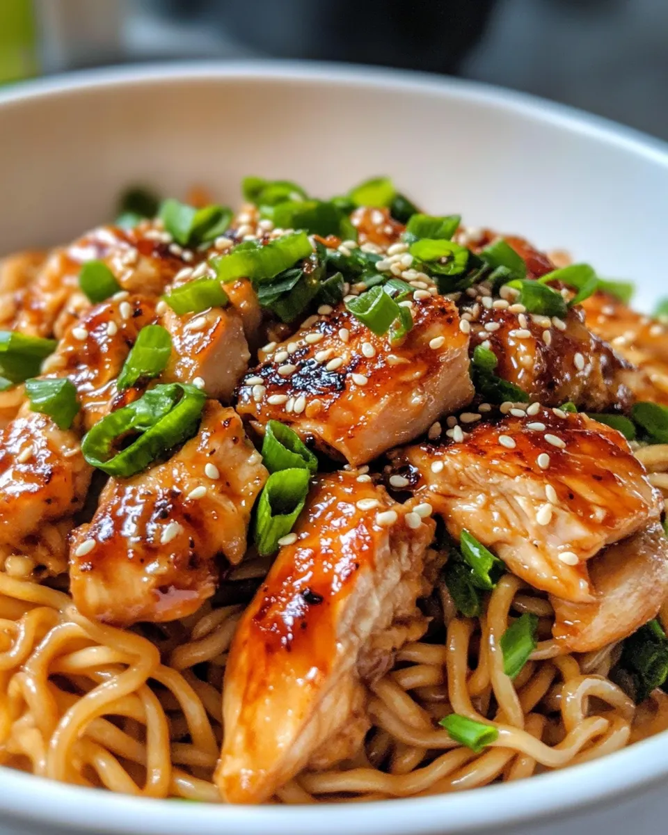 Classic Sticky Garlic Chicken Noodles recipe image
