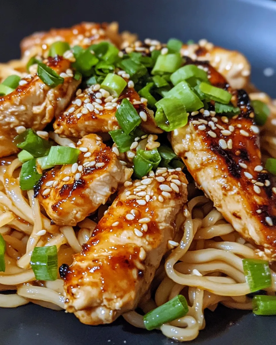 Easy Sticky Garlic Chicken Noodles dish photo
