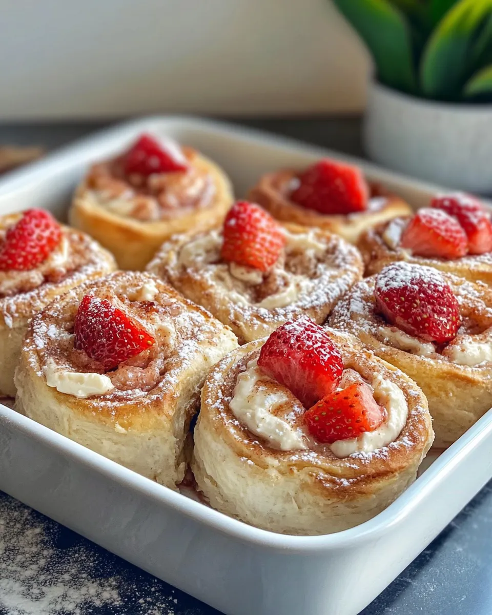 Easy Strawberry Cheesecake Cinnabon Rolls food shot