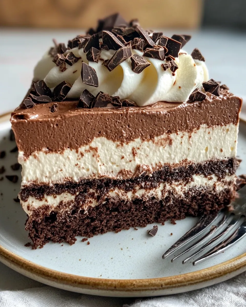 Easy Triple Chocolate Mousse Cake recipe image