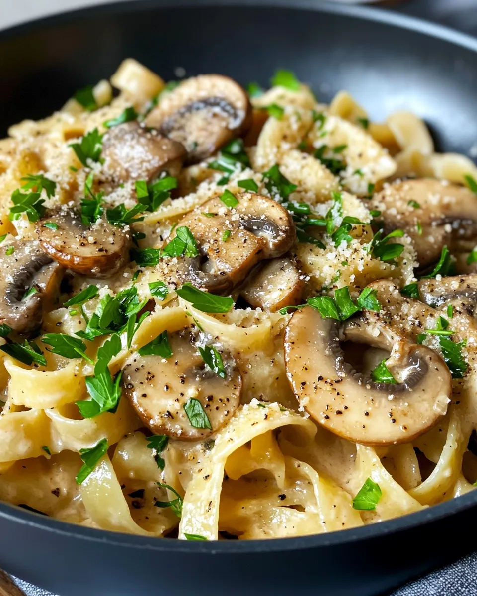 Delicious Vegetarian Mushroom Stroganoff food shot