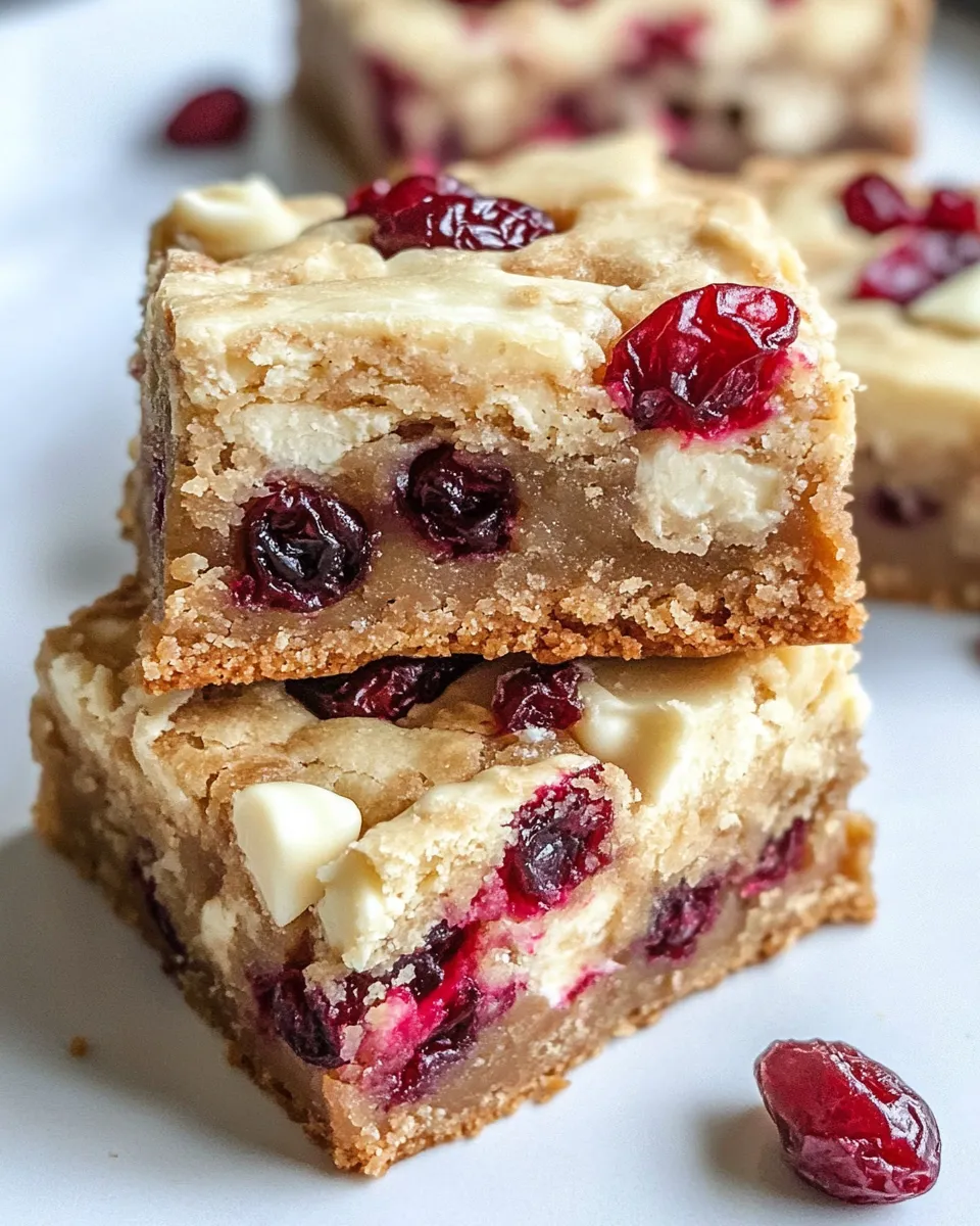 Easy White Chocolate Cranberry Blondies recipe photo
