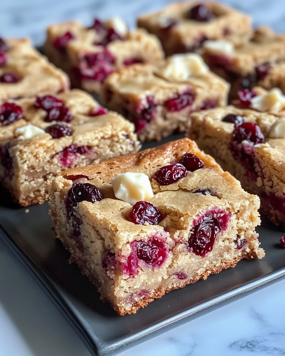 Delicious White Chocolate Cranberry Blondies dish photo