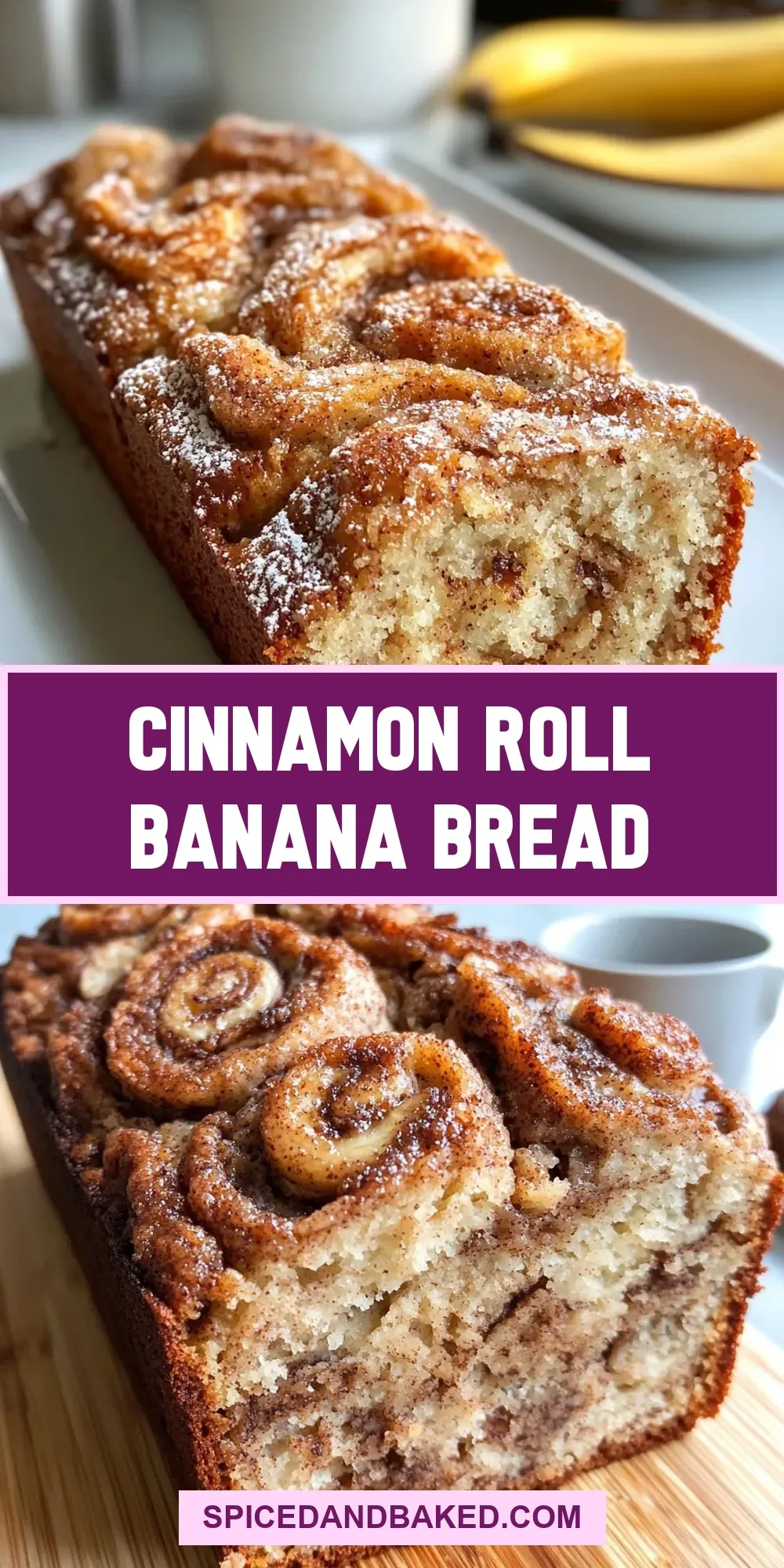 The Best Cinnamon Roll Banana Bread Ever