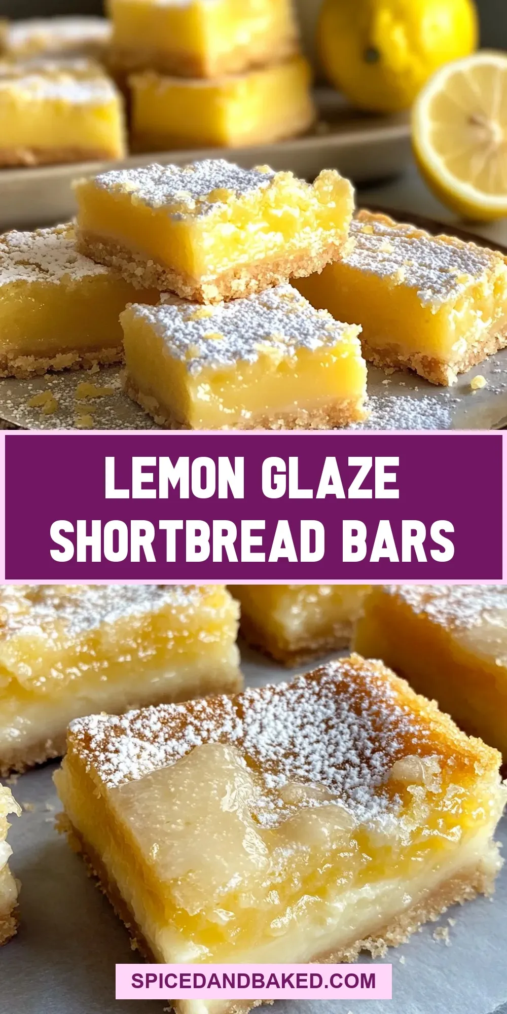 Savory Lemon Glaze Shortbread Bars