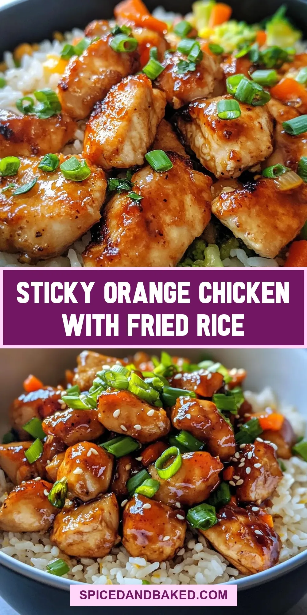 Sticky Orange Chicken With Fried Rice (The Best & Delicious)