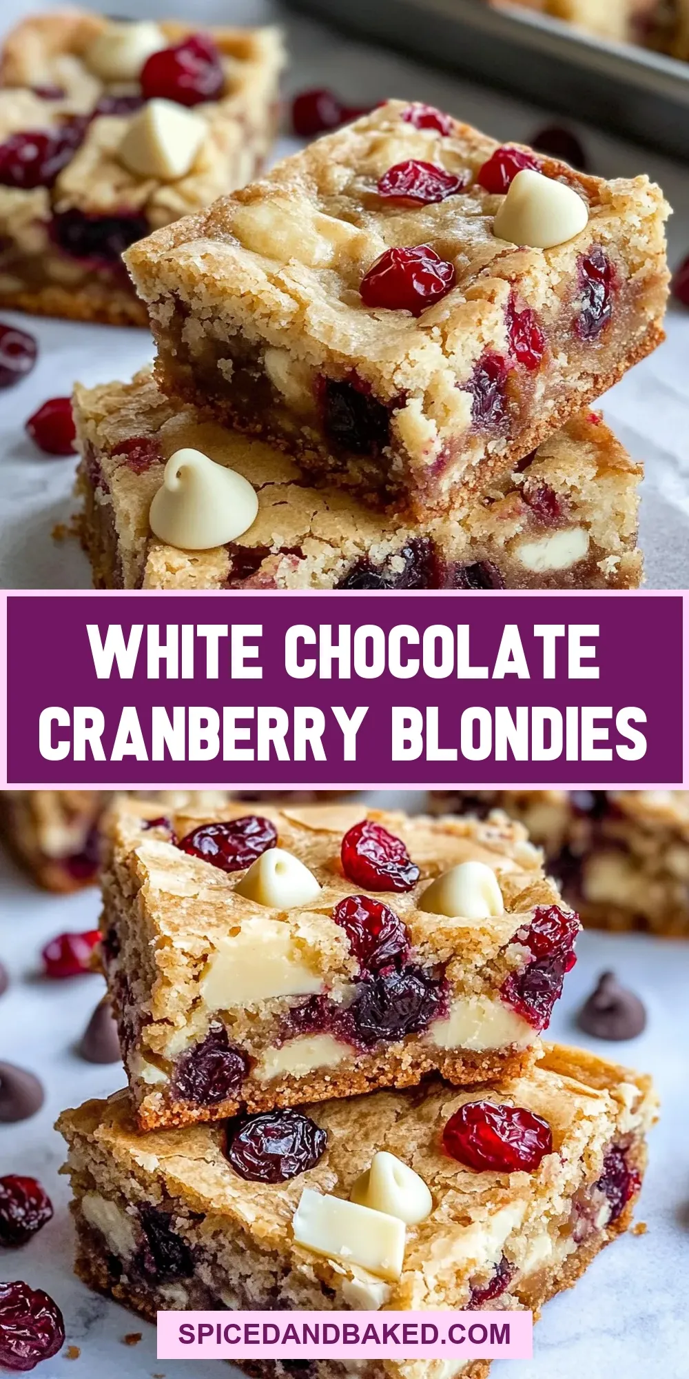 Homemade White Chocolate Cranberry Blondies