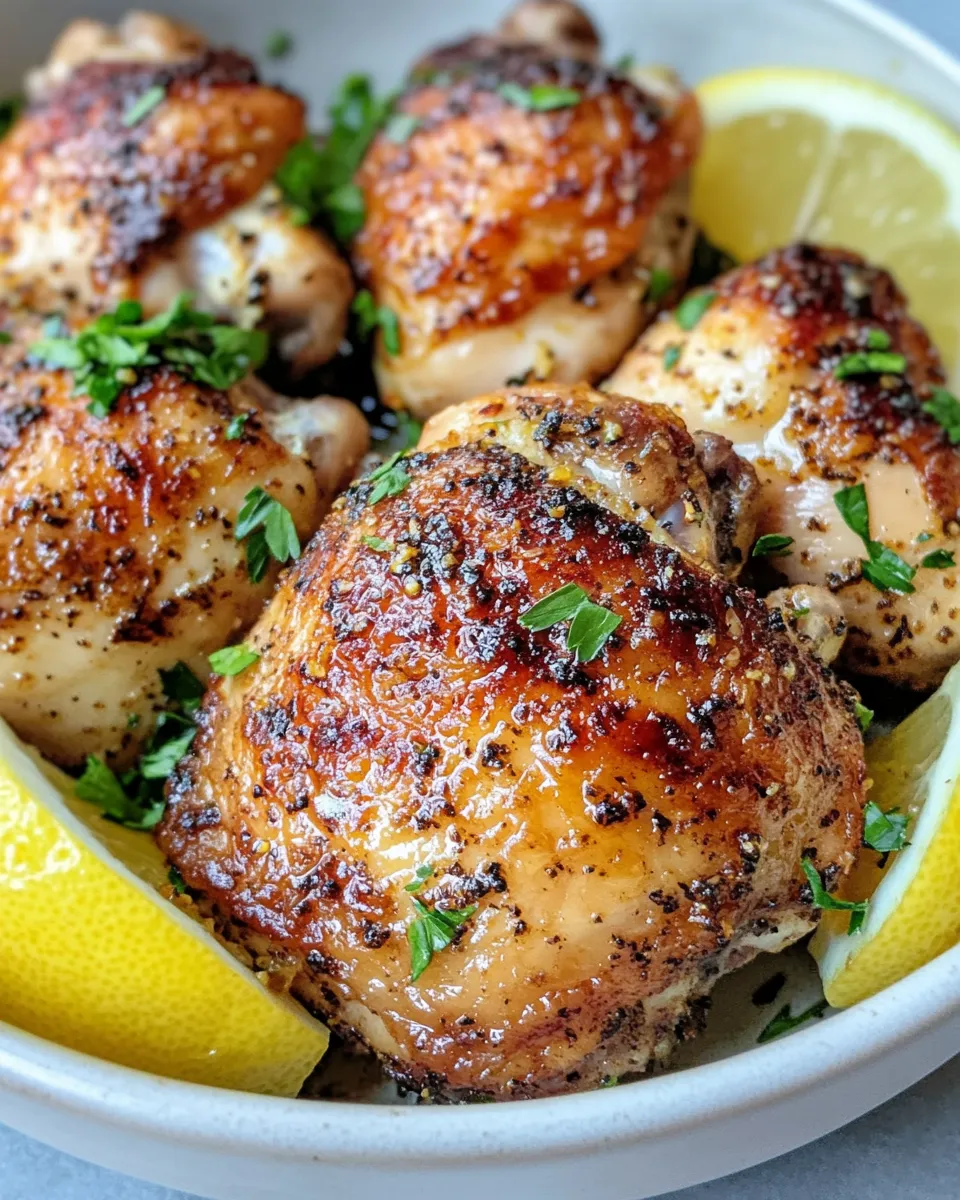 Easy Air Fryer Lemon Pepper Chicken Thighs food shot