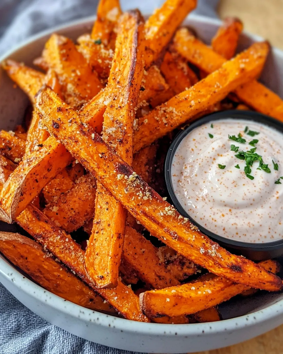 Homemade Air Fryer Sweet Potato Fries with Marshmallow Dip photo
