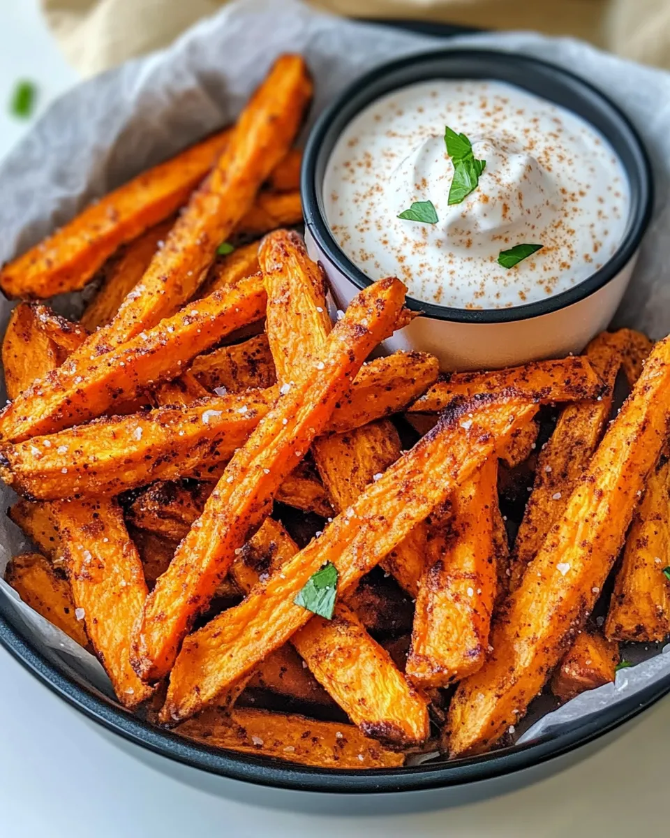Easy Air Fryer Sweet Potato Fries with Marshmallow Dip recipe photo