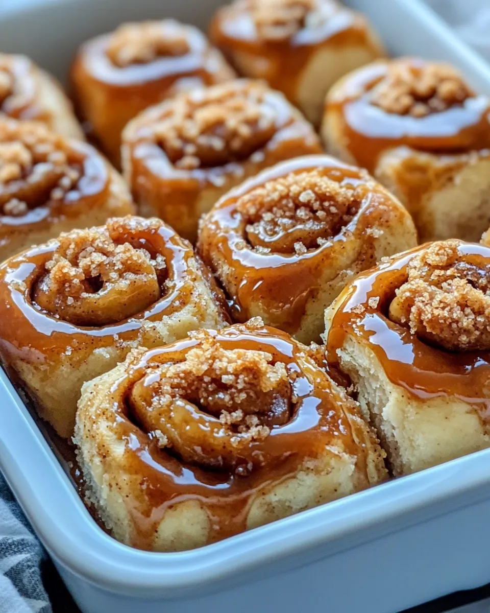 Delicious Apple Pie Cinnamon Rolls with Caramel Drizzle food shot