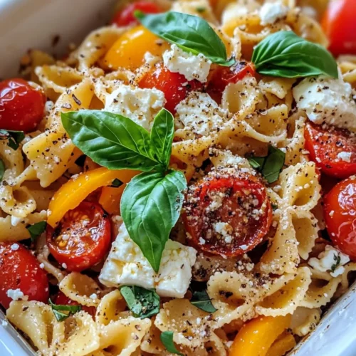 Homemade Baked Feta Tomato Pasta with Roasted Peppers recipe photo