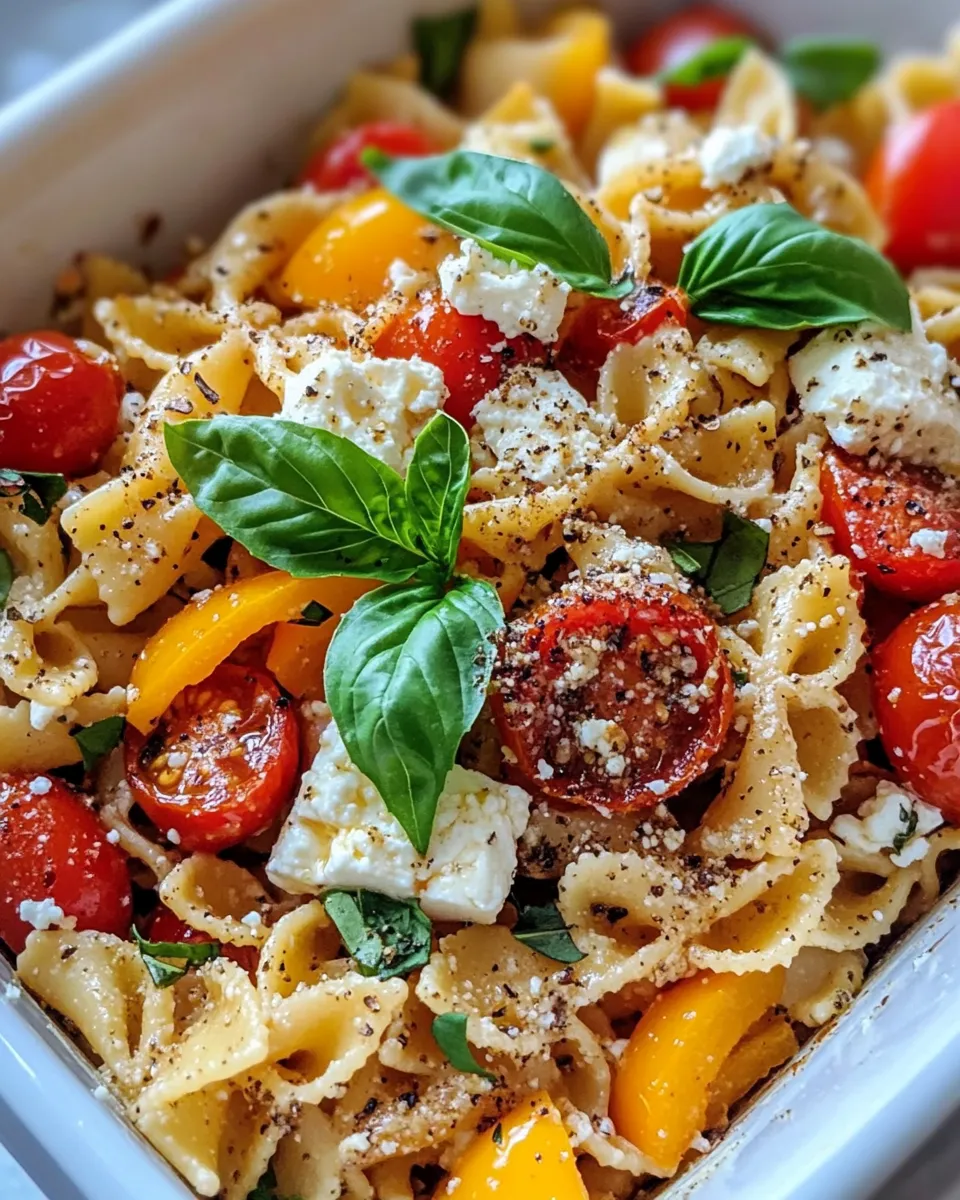 Homemade Baked Feta Tomato Pasta with Roasted Peppers recipe photo