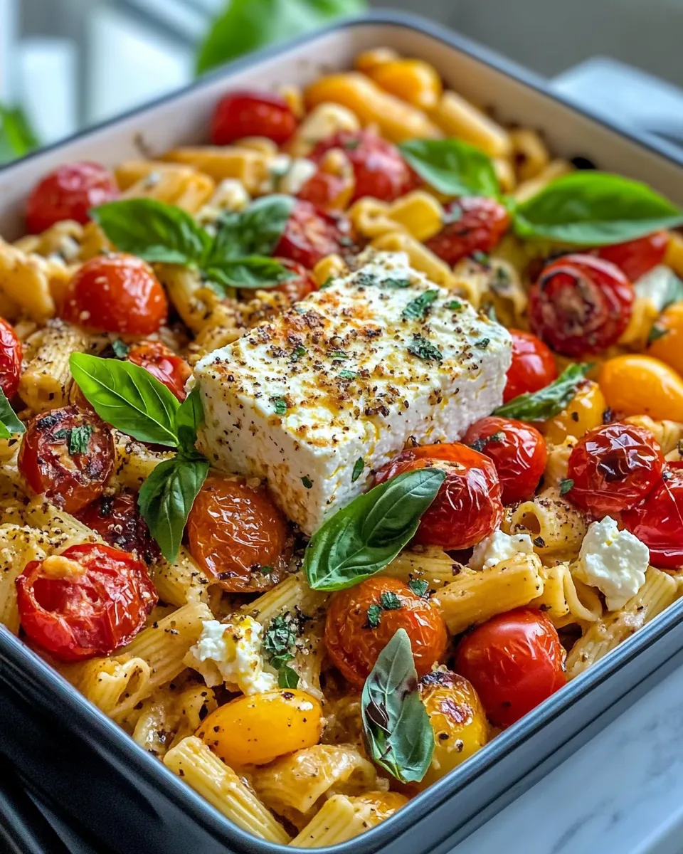 Classic Baked Feta Tomato Pasta with Roasted Peppers dish photo