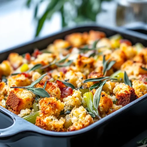 Homemade Charred Cornbread Stuffing with Sage & Celery recipe photo