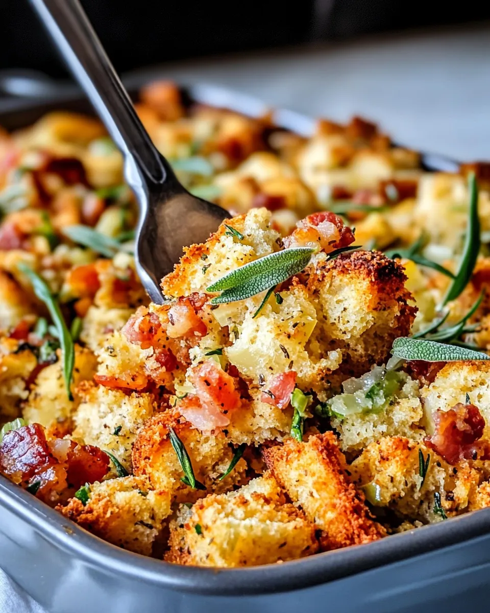 Easy Charred Cornbread Stuffing with Sage & Celery food shot