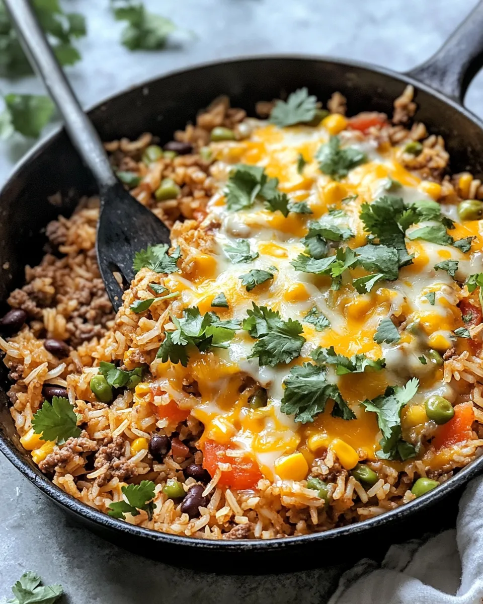 Delicious Cheesy Taco Rice Skillet (15-Minute Dinner) plate image