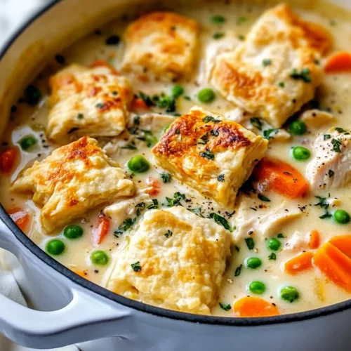 Homemade Chicken Pot Pie Soup with Flaky Crust Crackers photo