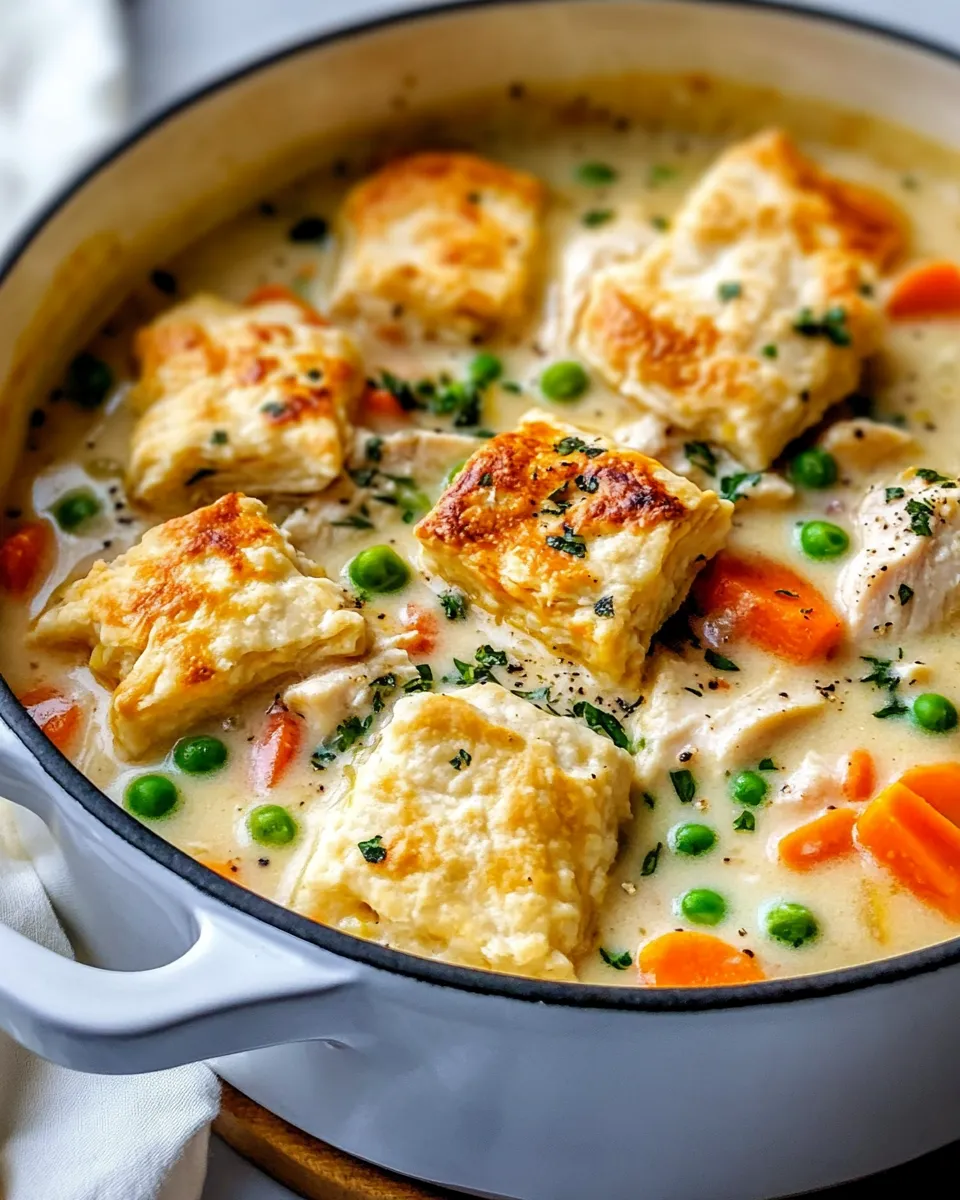 Homemade Chicken Pot Pie Soup with Flaky Crust Crackers photo