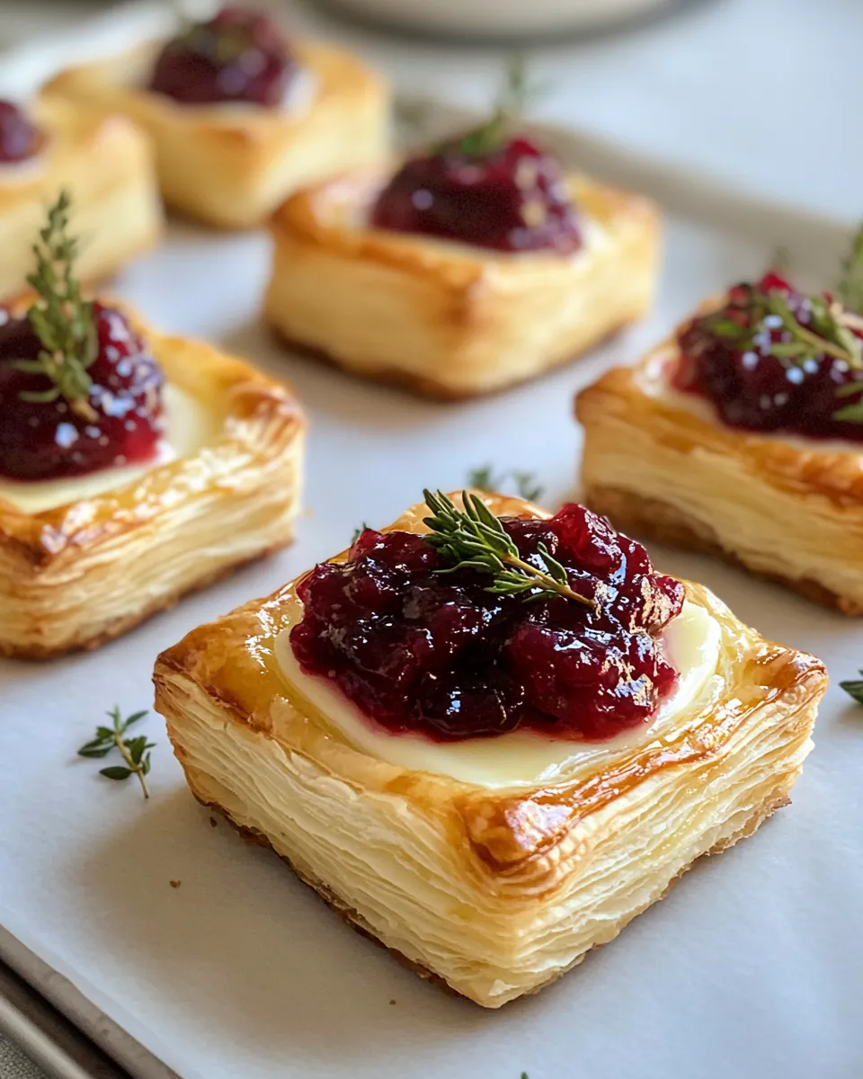 Easy Cranberry Brie Bites with Puff Pastry recipe image