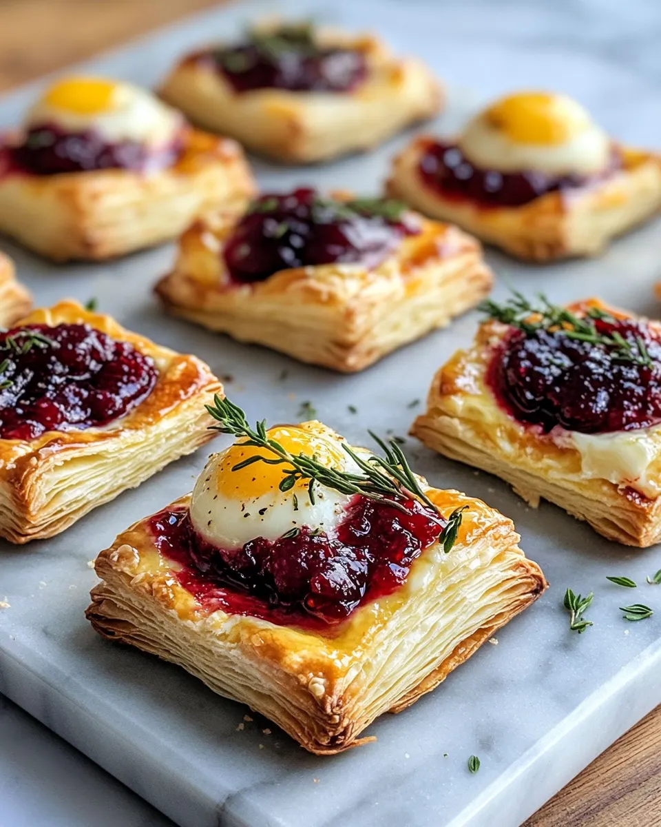 Perfect Cranberry Brie Bites with Puff Pastry food shot