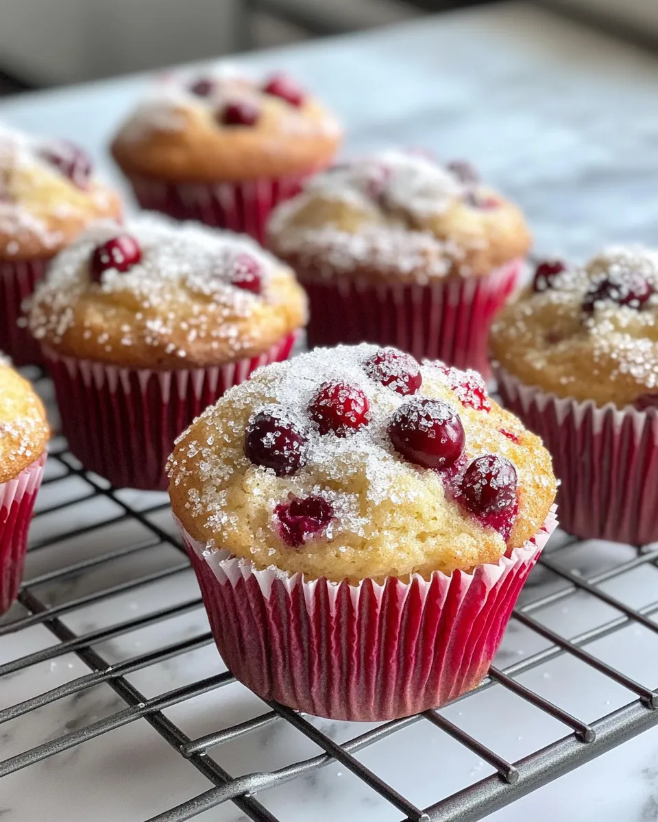 Easy Cranberry Orange Muffins with Sparkling Sugar food shot